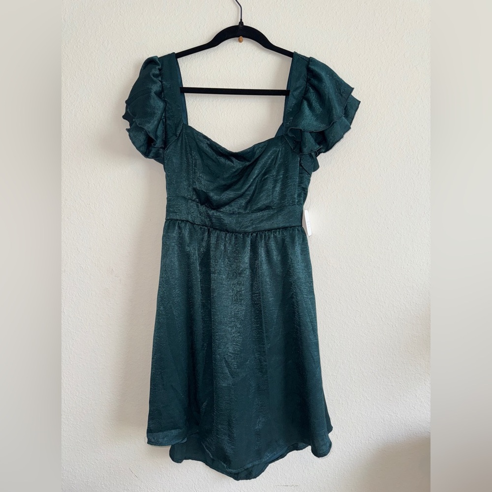 Altar'd State Green Satin Mini Dress ✨NEW WITH TAGS✨